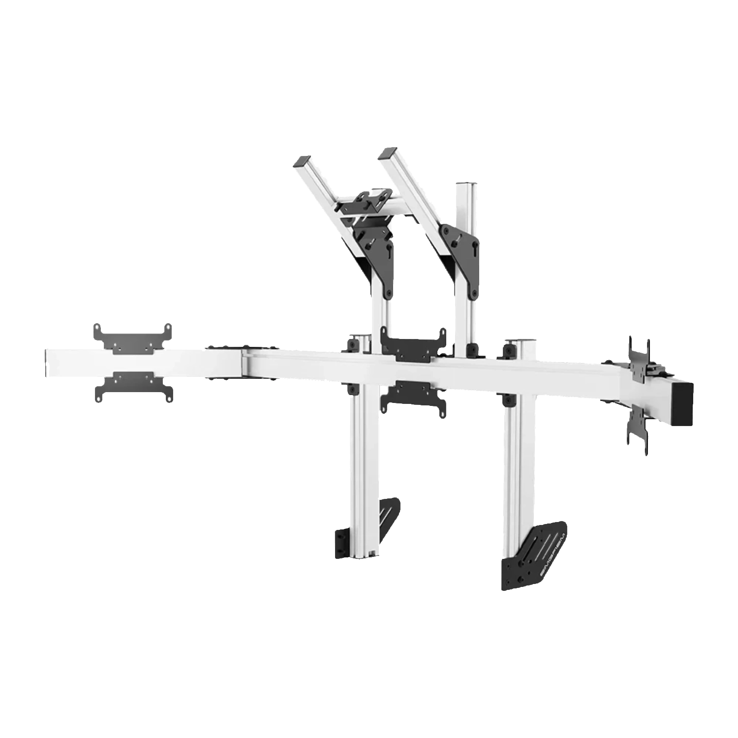 Simgasm Apex Integrated Quad Monitor Stand: three lower monitors with a fourth screen above